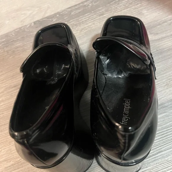 Jeffrey Campbell Square Toe Black Platform Wedge Loafers - Picture 7 of 8